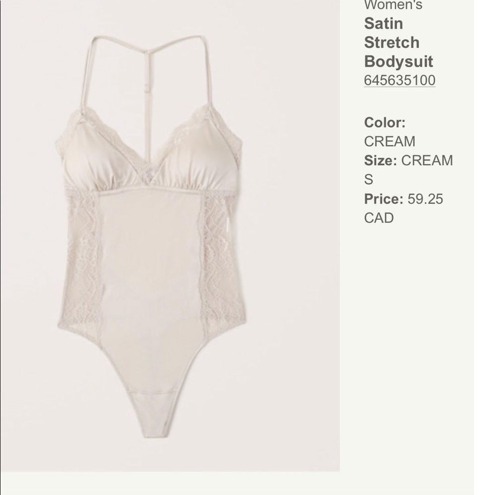 Abercrombie Satin Stretch Bodysuit (champagne/cream colour)